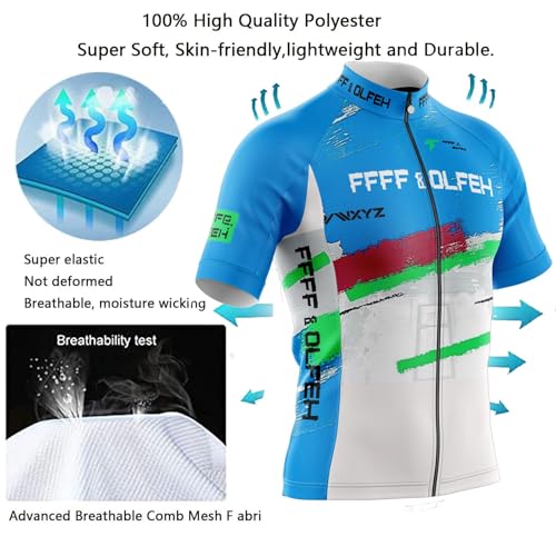FFFF & OLFEH Radtrikot, Herren Fahrradtrikot, kurzärmliges Set mit 5D-Gel-gepolsterten Shorts, Fahrradbekleidung Set für Mountainbikes Radsport-bekleidung für herren (PT3,3XL) von FFFF & OLFEH