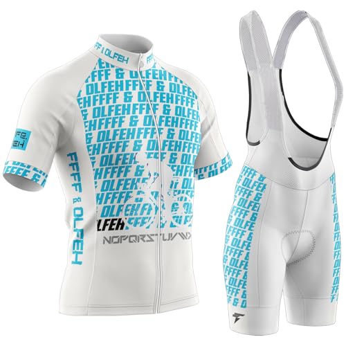 Fahrradtrikot Set Kurzarm Trikot Herren Fahrradbekleidung Set Kurzarm Herren Trikot Radhose Radtrikots,Herren Schnelltrocknend Atmungsaktiv mit 9D Sitzpolster (PT9,3XL) von FFFF & OLFEH