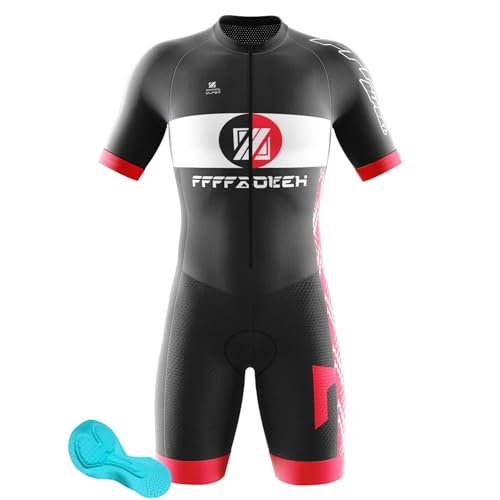 Herren Fahrrad Skinsuit, Triathlon Anzug Herren Prämium Triathlon Tri Anzug Kompression Duathlon Laufen Schwimmen Fahrradfahren Skinsuit (3,M) von FFFF & OLFEH