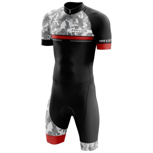 Herren Fahrrad Skinsuit, Triathlon Anzug Herren Prämium Triathlon Tri Anzug Kompression Duathlon Laufen Schwimmen Fahrradfahren Skinsuit (UP5,XS) von FFFF & OLFEH