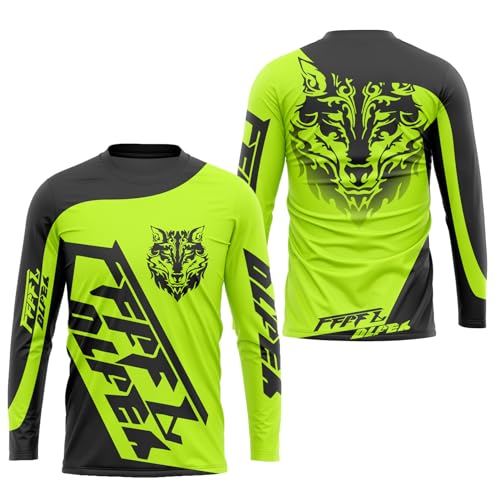 FFFF & OLFEH Herren Motocross Trikot Jersey,Radfahren Jersey Herren Mountainbike Langarm MTB T-Shirt,Shirt Downhill Fahrrad Jersey Schnelltrocknend (Grün,XS) von FFFF & OLFEH