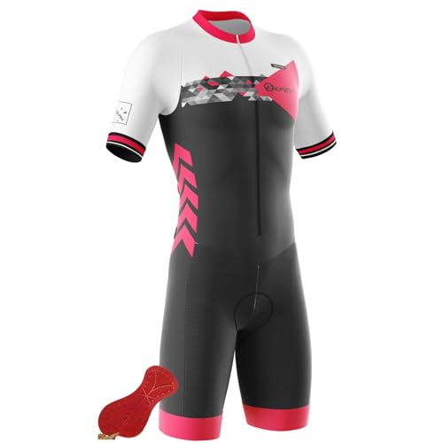 Herren Pro Trisuit Kurzarm Triathlonanzug für Herren Pro Fahrrad Skinsuit Kurzarm, Triathlon Anzug Herren, Einteiliges Radtrikot, Trisuit Einteiler (3,S) von FFFF & OLFEH