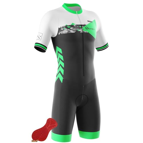 Herren Pro Trisuit Kurzarm Triathlonanzug für Herren Pro Fahrrad Skinsuit Kurzarm, Triathlon Anzug Herren, Einteiliges Radtrikot, Trisuit Einteiler (7,S) von FFFF & OLFEH