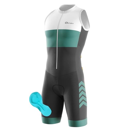 Herren Pro Trisuit Kurzarm Triathlonanzug für Ironman, Triathlon Anzug Herren Herren Radsportanzug gepolstert einteilig Trisuit Bike Top Short Trisuit Einteiler für Wettkampf (Q2,S) von FFFF & OLFEH