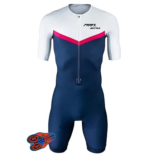 Herren Pro Trisuit Kurzarm Triathlonanzug für Ironman, Triathlon Anzug Kurzarm Trisuit SpeedSuit Skinsuit Sike Triathlon Tri Suit,Triathlon-Anzug für Herren (FA2,XL) von FFFF & OLFEH