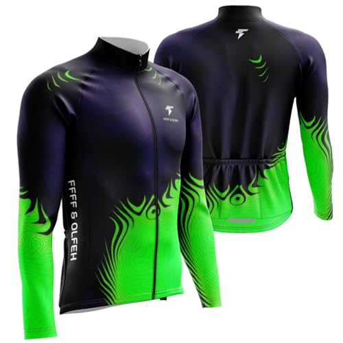 Herren Radtrikot Fahrradtrikot Langarm,Herren Winter Fahrradtrikot Langarm，Fahrradbekleidung Fahrrad Trikot T Shirt für Männer,Radtrikot - Fahrradshirt - Radshirt (13,XXS) von FFFF & OLFEH