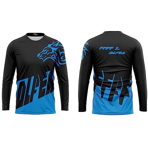 Langarm MountainbikeShirt,MTB Trikot,Radfahren Jersey Herren Mountainbike Motocross Trikot Lange T-Shirt Fahrrad tragen (FA02,4XL) von FFFF & OLFEH