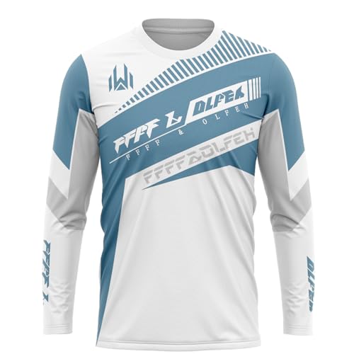 MTB Trikot,Herren Radtrikot Fahrradtrikot Langarm, Radfahren Jersey Motocross | MX MTB Mountainbike,Shirt Downhill Fahrrad Jersey Schnelltrocknend (P2,XL) von FFFF & OLFEH