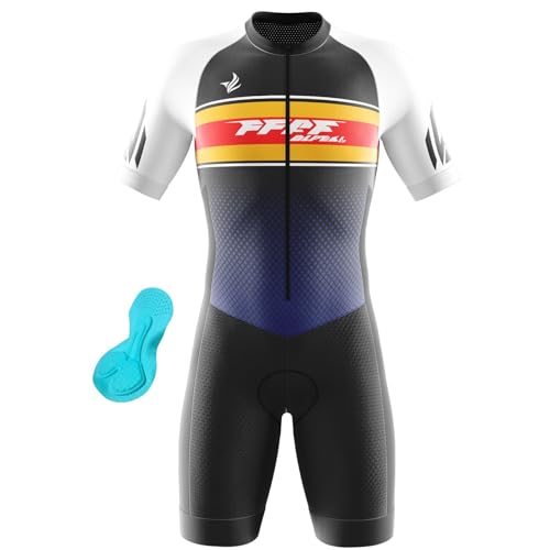 Triathlon-Anzug für Herren,für Ironman-Rennsport-Tri-Anzug einteilig Trisuit Bike Top Short Trisuit Einteiler für WettkampfGeeignet zum Laufen, Radfahren, Schwimmen (Q3,M) von FFFF & OLFEH