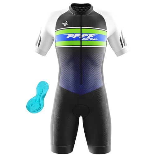 Triathlon-Anzug für Herren,für Ironman-Rennsport-Tri-Anzug einteilig Trisuit Bike Top Short Trisuit Einteiler für WettkampfGeeignet zum Laufen, Radfahren, Schwimmen (Q4,4XL) von FFFF & OLFEH