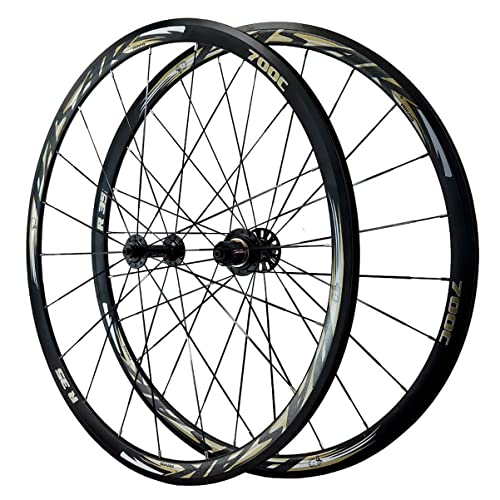 700C Rennrad-Radsatz, doppelwandige Aluminiumfelgen, C/V-Bremse, 20/24-H-Schnellspannnabe, für 8/9/10/11/12-Gang-Rennradräder von FFFHYIZH