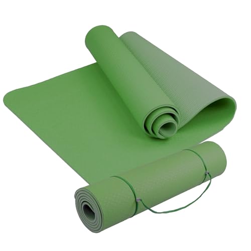 Yogamatte Fitnessstudio Pilates 183 x 61 x 0,6 cm rutschfeste Oberfläche Umweltfreundlicher TPE-Teppich für Aerobic Gymnastik (grün) von FFitness