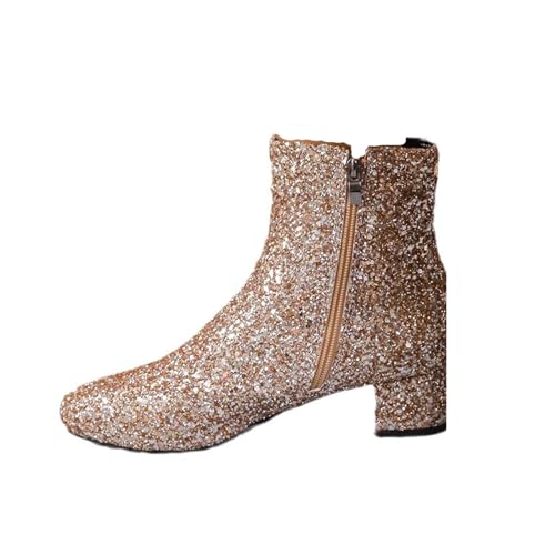 FGRID Damen-Stiefeletten mit klobigem Blockabsatz, modische, glitzernde Pailletten-künstliche PU-Kurzstiefeletten, große seitliche Reißverschluss-Chelsea-Stiefel mit mittlerem Absatz,Gold,43 FGRID Damen-Stiefeletten mit klobigem Blockabsatz, modische, glitzernde Pailletten-künstliche PU-Kurzstiefeletten, große seitliche Reißverschluss-Chelsea-Stiefel mit mittlerem Absatz,Gold,43 von FGRID
