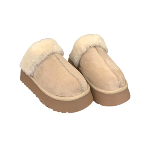 FGRID Fuzzy-Plateau-Hausschuhe für Damen, lässige Flauschige Memory-Schaum-Wildleder-Hausschuhe mit Kunstfell, Winterhaus-Slingback-Sandalen für den Außenbereich,Beige,38 FGRID Fuzzy-Plateau-Hausschuhe für Damen, lässige Flauschige Memory-Schaum-Wildleder-Hausschuhe mit Kunstfell, Winterhaus-Slingback-Sandalen für den Außenbereich,Beige,38 von FGRID