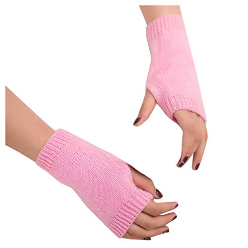 FGUUTYM Fingerlose Handschuhe Mitten Frauen weicher Arm warm am Strick Winter warm halten Handschuh Kompressionshandschuhe Damen (Pink, One Size) von FGUUTYM