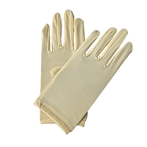 FGUUTYM Frauen Feste Handschuhe Farbe zeremonielle Mode Stretch kurzes Tanzzubehör Haarschmuck Damen Set (Beige, One Size) von FGUUTYM