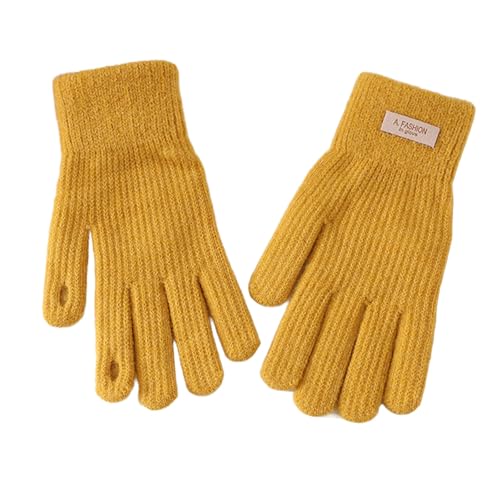 FGUUTYM Gloves Women's Winter Padded Outdoor Cycling Car Cold Non Slip Screen Driving to Keep Warm ene Handschuhe (Yellow, One Size) von FGUUTYM