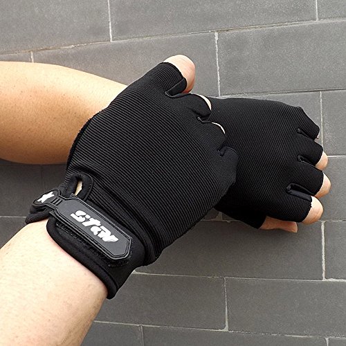 FGUUTYM Halbhandschuhe Antiskid Fitness Finger Sports Radfahren Herren Handschuhe Lack Kleid (Black, M) von FGUUTYM