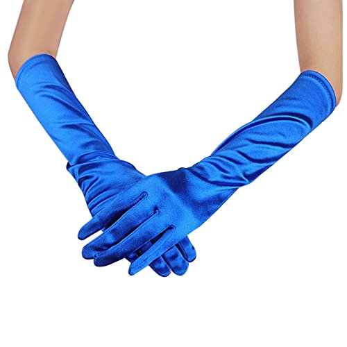 FGUUTYM Handschuhe Party Long Opera Evening Frauen Abschlussball-Handschuhe Hochzeiten Handschuh aus Satin Schwarze Handschuhe (Blue, One Size) von FGUUTYM