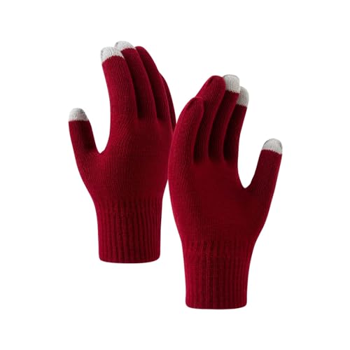 FGUUTYM Modische gestrickte Wollhandschuhe für Herren und Damen zum Radfahren und Skifahren, Fitness, warm Latex Anzug Mit (Wine, One Size) von FGUUTYM