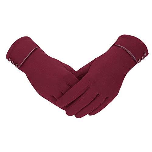 FGUUTYM Touchscreen-Handschuhe für Damen, Winter, warm, Thermisch, weich gefüttert, SMS-Handschuhe, Winddichte Fahrhandschuhe für Damen Handschuhe Damen Elegant (Red, A) von FGUUTYM