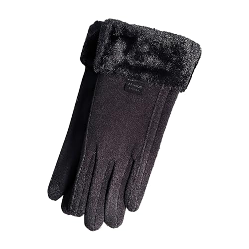 FGUUTYM Warme Winter-Fahrradhandschuhe für Damen, samtverdickt, kalt und Winddicht Netz Armstulpen Schwarz (Black, One Size) von FGUUTYM