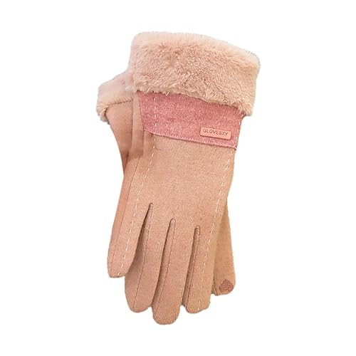 FGUUTYM Warme Winter-Fahrradhandschuhe für Damen, samtverdickt, kalt und Winddicht Spitzenhandschuhe Weiß (Pink, One Size) von FGUUTYM