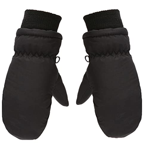 FGUUTYM Winddicht S/M/L Größe Winter Warm Outdoor Skating Schnee Kinder Ski Mädchen Handschuhe Snowboarden Kinder Handschuhe Fäustlinge Handschuhe Für Damen (Black, 8-10 Years) von FGUUTYM