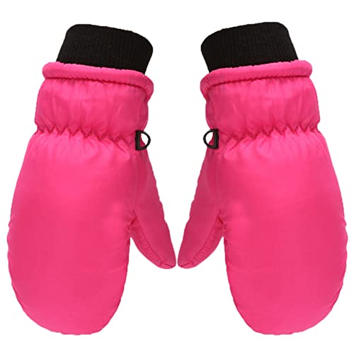 FGUUTYM Winddicht S/M/L Größe Winter Warm Outdoor Skating Schnee Kinder Ski Mädchen Handschuhe Snowboarden Kinder Handschuhe Fäustlinge Handschuhe Für Damen (Hot Pink, 2-5 Years) von FGUUTYM