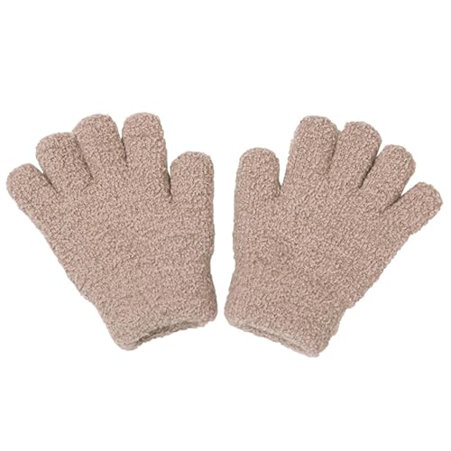 FGUUTYM Winter Children Gloves Kids Windproof Full Finger Gloves with Elastic Cuffs Skiing Cycling Mitten Handschuhe Glätteisen (Khaki, 2-6) von FGUUTYM