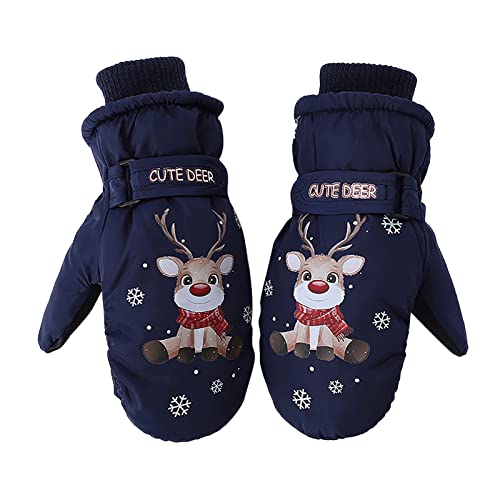 FGUUTYM Winterhandschuhe Schnee Ski wasserdichte wärmeisolierte Handschuhe für Kleinkind Jugend für kaltes Wetter Warme Damenhandschuhe (Navy, M) von FGUUTYM