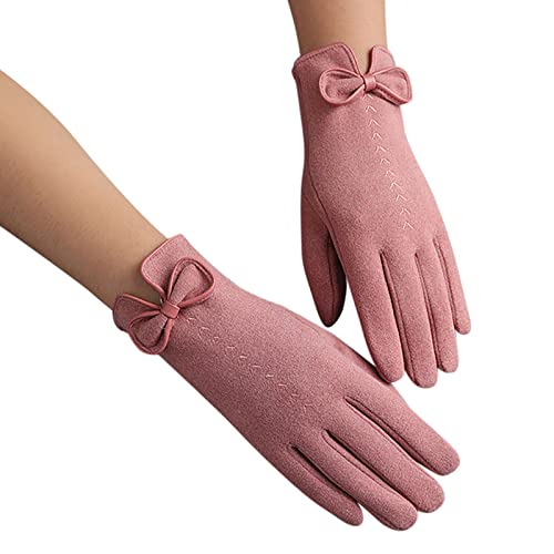 FGUUTYM warme Handschuhe Outdoor-Reiten Fahren niedlicher Bogen Plus -Touchscreen-rutschfeste Handschuhe Schal Rot (Pink, One Size) von FGUUTYM