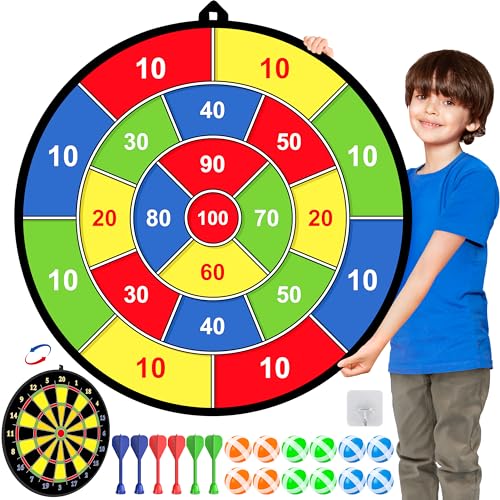 29" Doppelseitige Dartscheibe Kinder Game Mit 12 klebrigen Bällen,6 Darts,wurfspiel,Indoor/Outdoor Sport Fun Party Game,Spielzeug,Geburtstagsgeschenke für 3 4 5 6 7 8 9 10-12 Jahren Jungen Mädchen von FHNSEL