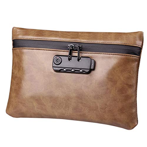 FHUILI Tabakbeutel mit Password Lock - Zipper Design Leder Tabaktasche - Tabakbeutel Tasche Pfeifentasche - für Thanksgiving Day oder Mens Geburtstags-Geschenke,E von FHUILI