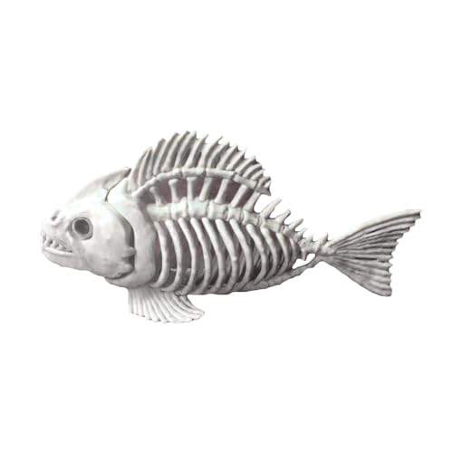 FHUILIJH Fisch Skelett Modell - lebensechte Fisch Knochen Halloween Dekorationen - für Halloween Requisiten Tier Skelett Halloween Zubehör,Weiß,25cm von FHUILIJH