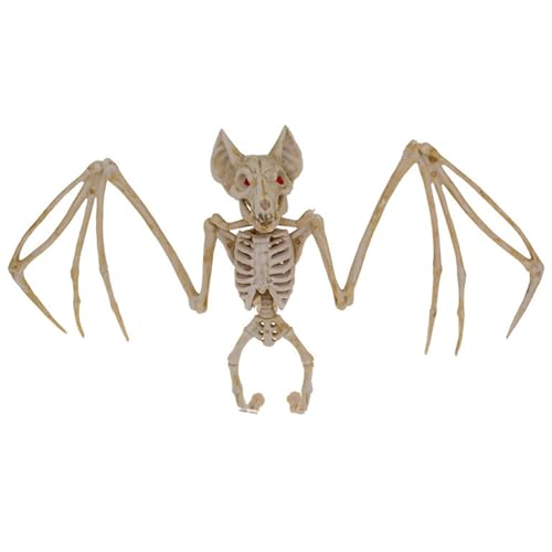 FHUILIJH Schrecklich Halloween Ratte Skelett Dekoration Simulation Fledermaus Skelett Lebensechte Fledermaus Knochen Halloween Requisiten,Braun,29cm von FHUILIJH