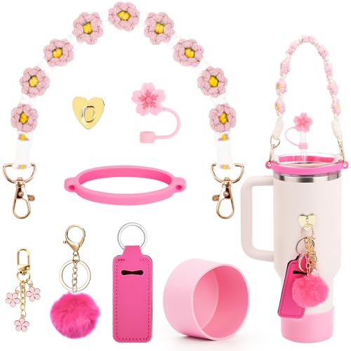 8PCS Stanley Cup Zubehör Set, including Silikon Stanley Blume Stroh Cover Cap, Stanley Cup Boot, Wasserflasche Strap Griff, dekorative Stanley Charms für Stanley Cup 30oz 40oz Tumbler (Rosa) 8PCS Stanley Cup Zubehör Set, including Silikon Stanley Blume Stroh Cover Cap, Stanley Cup Boot, Wasserflasche Strap Griff, dekorative Stanley Charms für Stanley Cup 30oz 40oz Tumbler (Rosa) von FIDWALL