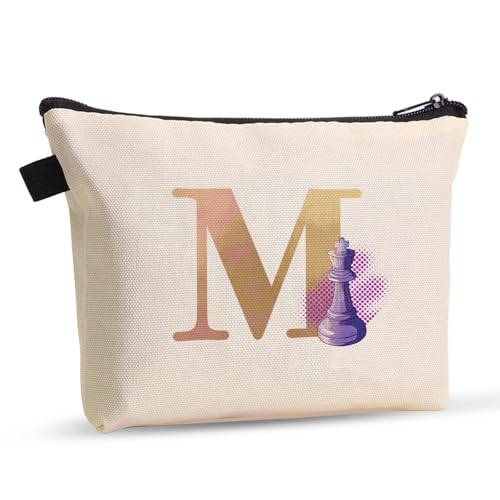 Make-up-Tasche mit Initiale A-Z, Musikliebhaber, Make-up-Tasche, Album-Inspiration, Make-up-Tasche, Reise-Kulturbeutel für Damen, Mädchen, Musikliebhaber und Fans, M, 1 Stück von FIDWALL