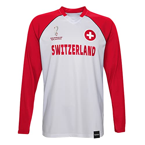 FIFA Herren Official Fifa World Cup 2022 Classic Long Sleeve - Switzerland T Shirt, Rot, M EU von FIFA