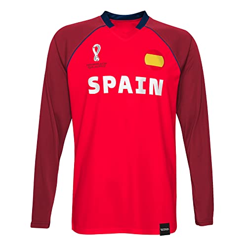 FIFA Herren Offizielle World Cup 2022 Classic Long Sleeve – Spanien T-Shirt, Rot/Rot, M von FIFA