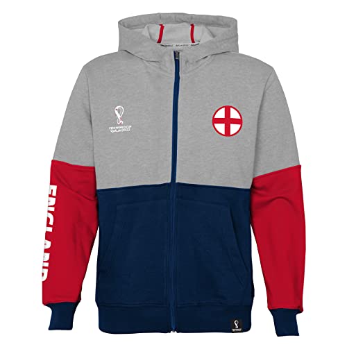 FIFA Jungen Offizieller World Cup 2022 Overhead Hoodie Kapuzen-Sweatshirt, Grau/Marineblau/Rot, 110 von FIFA