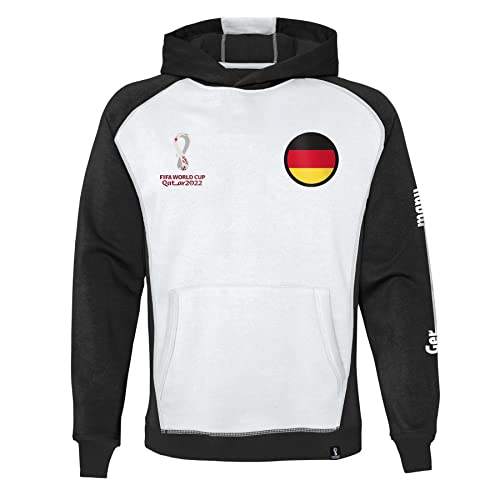 FIFA Jungen Offizieller World Cup 2022 Overhead Hoodie Kapuzen-Sweatshirt, Weiß/Schwarz, 116 FIFA Jungen Offizieller World Cup 2022 Overhead Hoodie Kapuzen-Sweatshirt, Weiß/Schwarz, 116 von FIFA