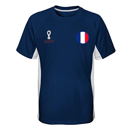 FIFA Jungen Offizielles World Cup 2022 T-Shirt mit Seitenteil – Frankreich, Navy, 110 von FIFA