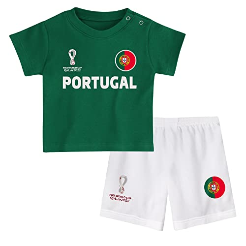 FIFA Kinder Offizielles World Cup 2022 T-Shirt und Shorts – Portugal – Auswärts Country Tee & Shorts Set, grün, 0-3 Months von FIFA