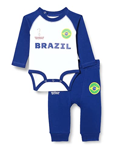 FIFA Unisex Baby Official World Cup 2022 Long Sleeve Grow & Pants Set, Baby's, Brazil, 0-3 Months, Blue von FIFA