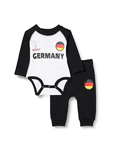 FIFA Unisex Baby Official World Cup 2022 Long Sleeve Grow & Pants Set, Baby's, Germany, 0-3 Months, Black von FIFA