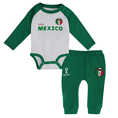 FIFA Unisex Baby Official World Cup 2022 Long Sleeve Grow & Pants Set, Baby's, Mexico, 24 Months, Green von FIFA