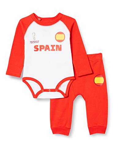 FIFA Unisex Baby Official World Cup 2022 Long Sleeve Grow & Pants Set, Baby's, Spain, 0-3 Months, Red von FIFA