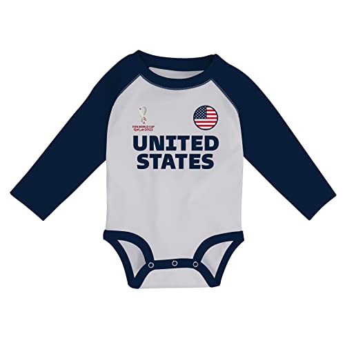 FIFA Unisex Baby Official World Cup 2022 Long Sleeve Grow & Pants Set, Baby's, USA, 12 Months, Blue von FIFA