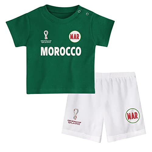 FIFA Unisex Kinder, Green, Kids Official World Cup 2022 & -Morocco Away Country Tee Shorts Set, Large Age 4 UK von FIFA